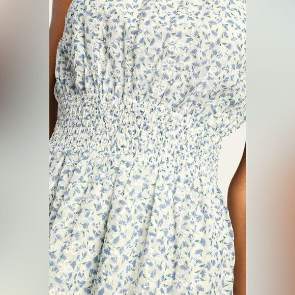 Lulu’s Sweet Like Me Mint Floral Sleeveless Mock Neck Mini Dress Size Medium - Picture 4 of 10